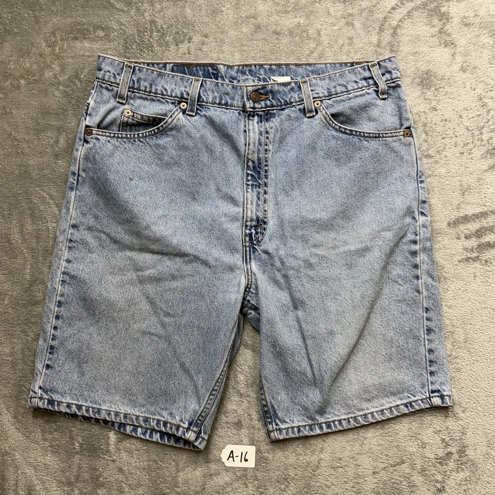 Vintage Levis 505 Orange Tab Jean Shorts Men's 38 Light Wash 9" Regular Fit